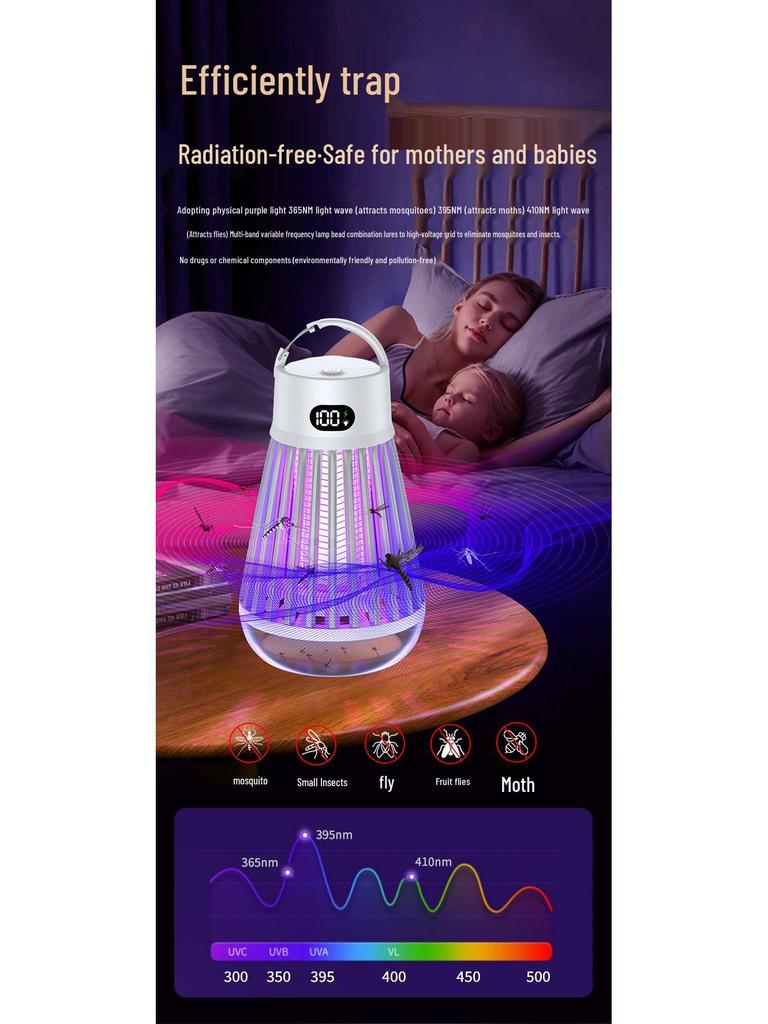 Portable Rechargeable 2-in-1 Mosquito Killer Lamp: Outdoor Electric Shock & Camping Light