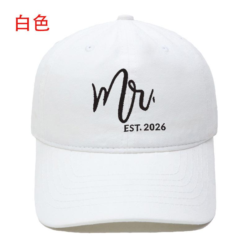 Popular Mr. Mrs. Embroidered Baseball Cap Washed Retro Male and Female Couples Casual Outdoor Sun Hat