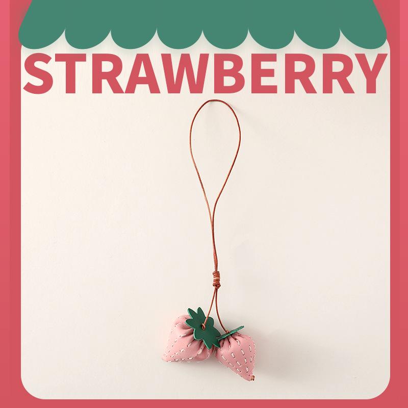 DIY Ručně vyráběná kožená jahodová klíčenka Ozdoba dárkové tašky