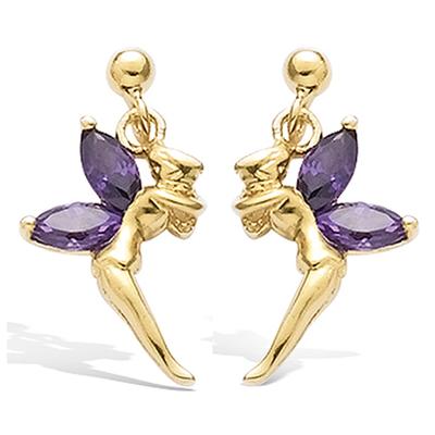[B2394] - Gold Plated 'Tinker Bell' Golden Amethyst Earrings - 19 Mm