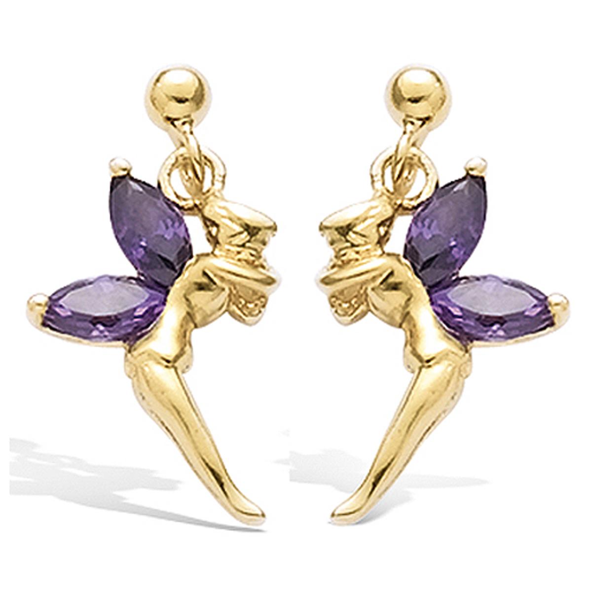 

Les Trésors De Lily [B2394] - Позолоченные серьги Tinkerbell с золотым аметистом - 19 мм