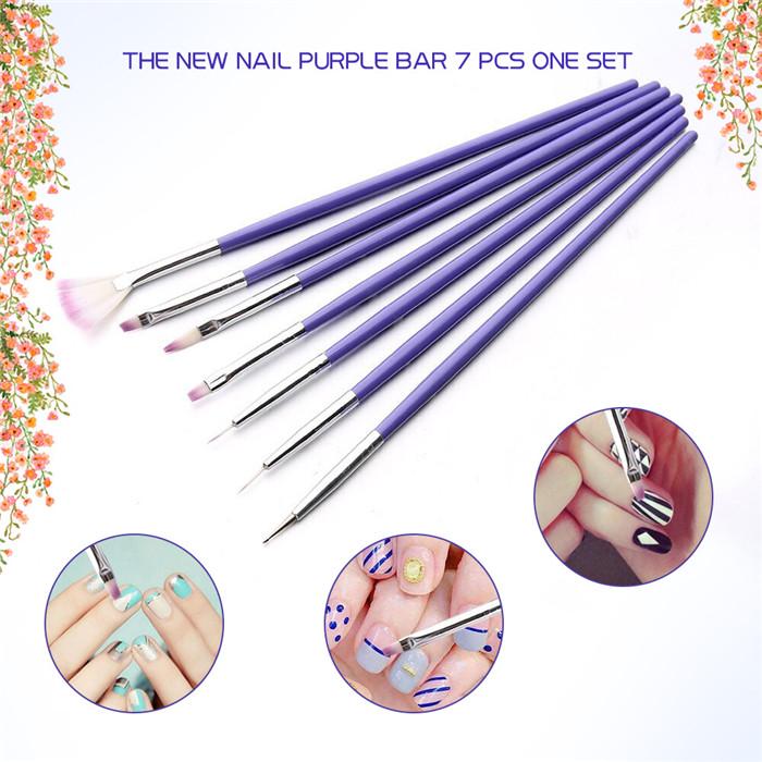 7PCS Professional UV Gel Nail Art Brush Painting Drawing Polish Manicure Tips Tools Liner Dotting Pen Set