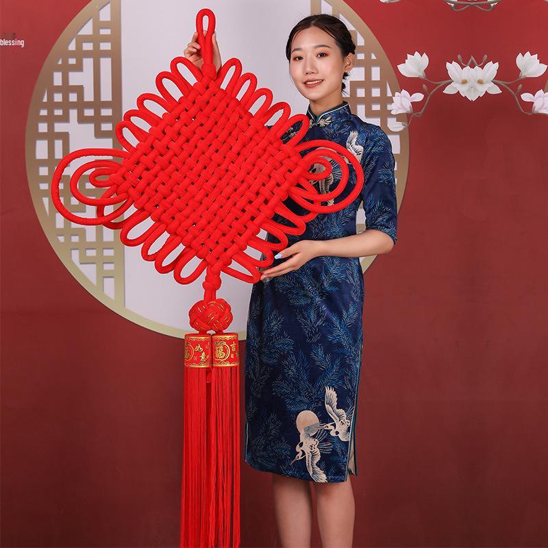 Red Fu Character Chinese Knot Pendant - New Chinese Style Living Room and Entrance Decoration