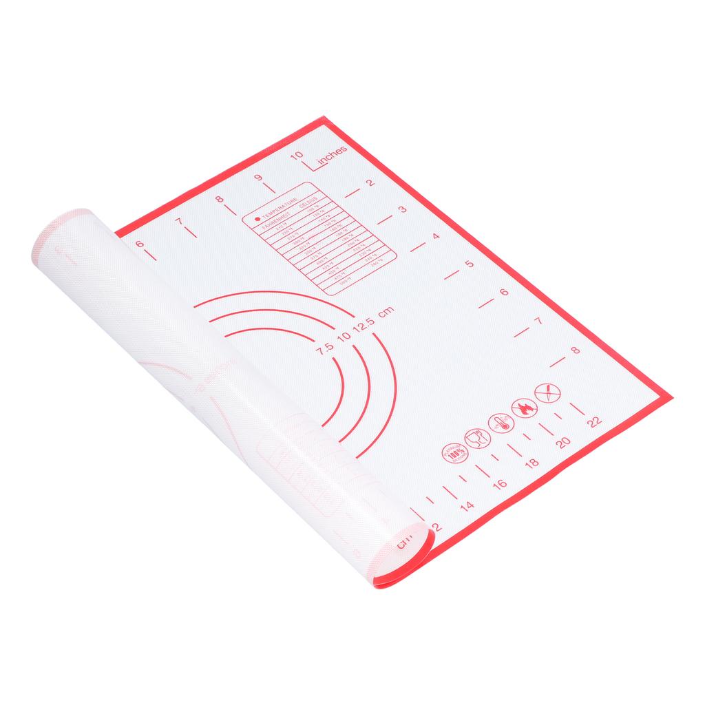 Baking Mat Silicone Non Slip Heat Resistant Dough Mat with Scale for Home Kitchen 29x26cmRed