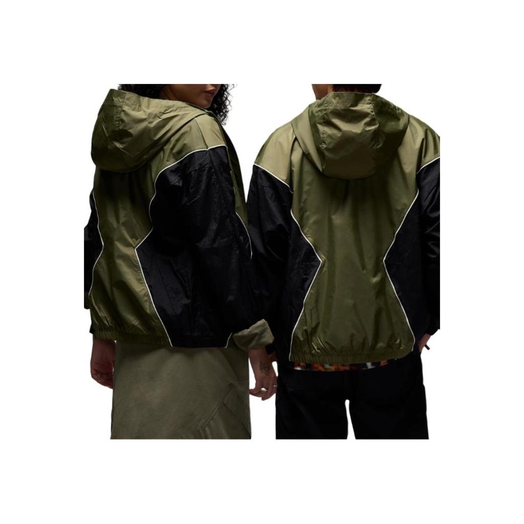 Jordan Hooded Zipper Loose Waterproof Breathable Long Sleeve Jacket Unisex Jacket Olive HF9333-222
