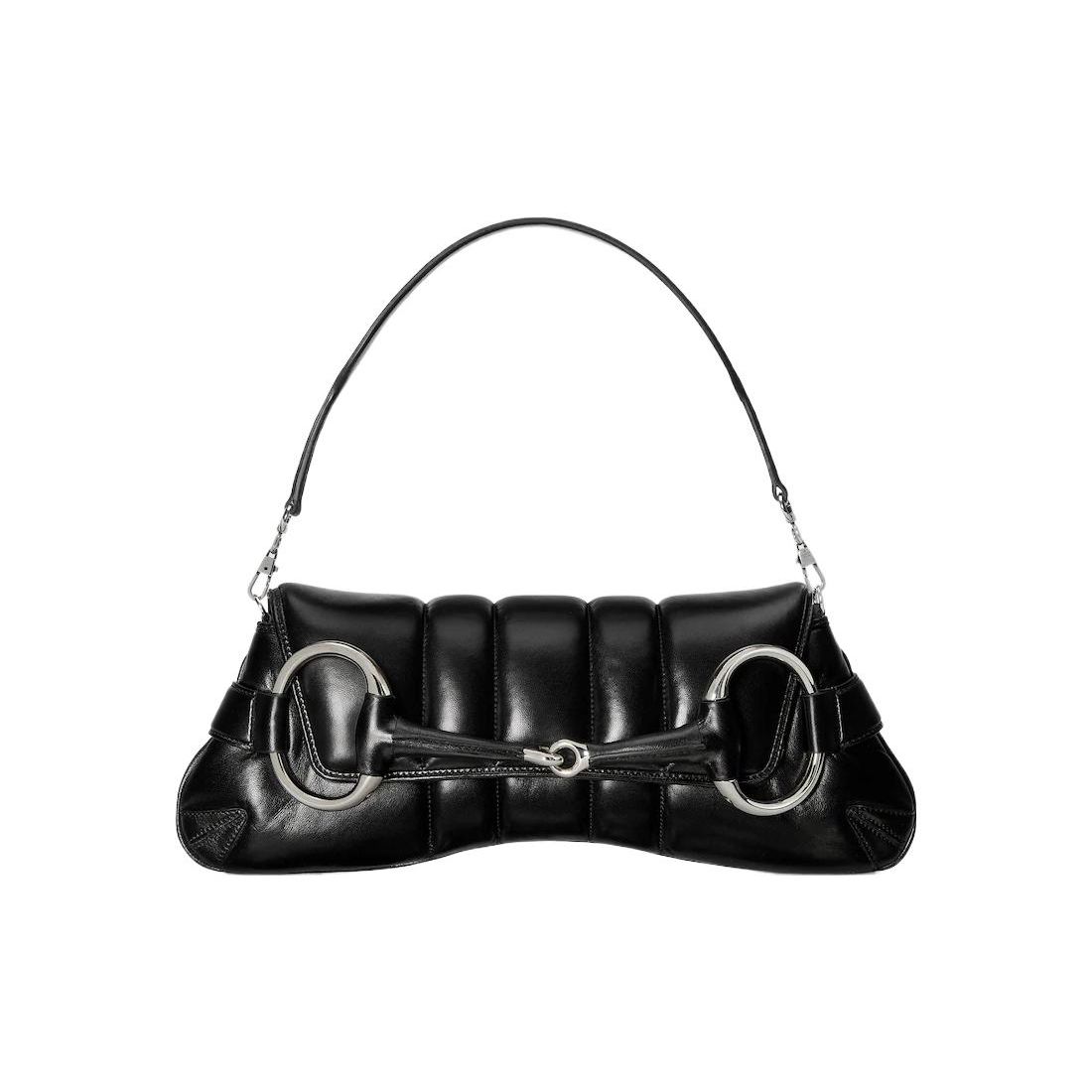 

Gucci Сумка через плече середнього розміру з ланцюжком Horsebit Чорна Жіночі Сумки через плече 764255-AACU1-1000 Basic Set (Bag+Dust Bag)