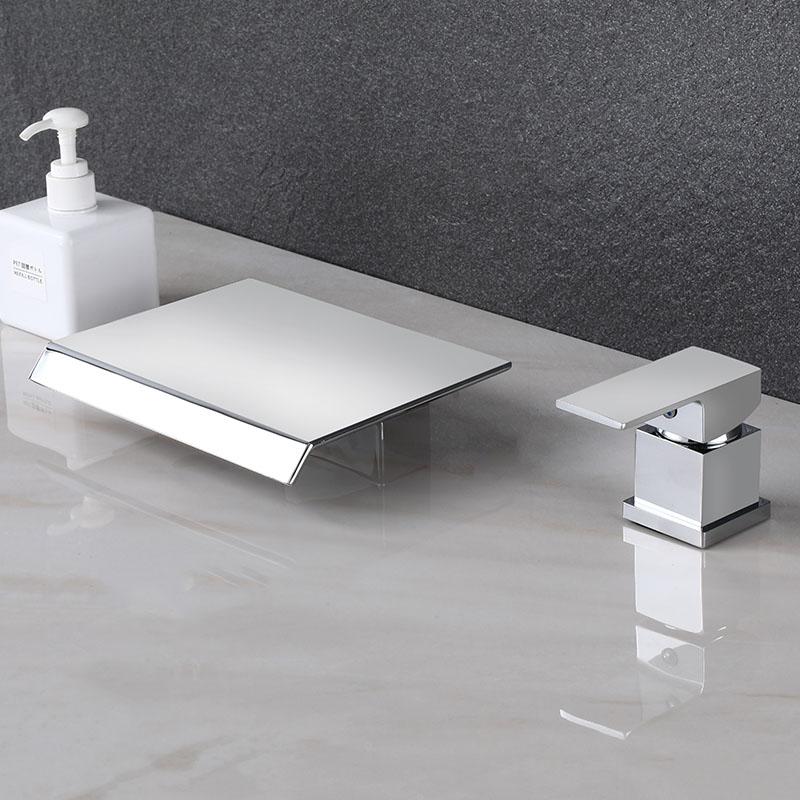 

Brushed Gold/Black/Chrome Bathroom Bathtub Faucet Brass Double Handle Waterfall Water Bath Faucet Split Shower Faucet