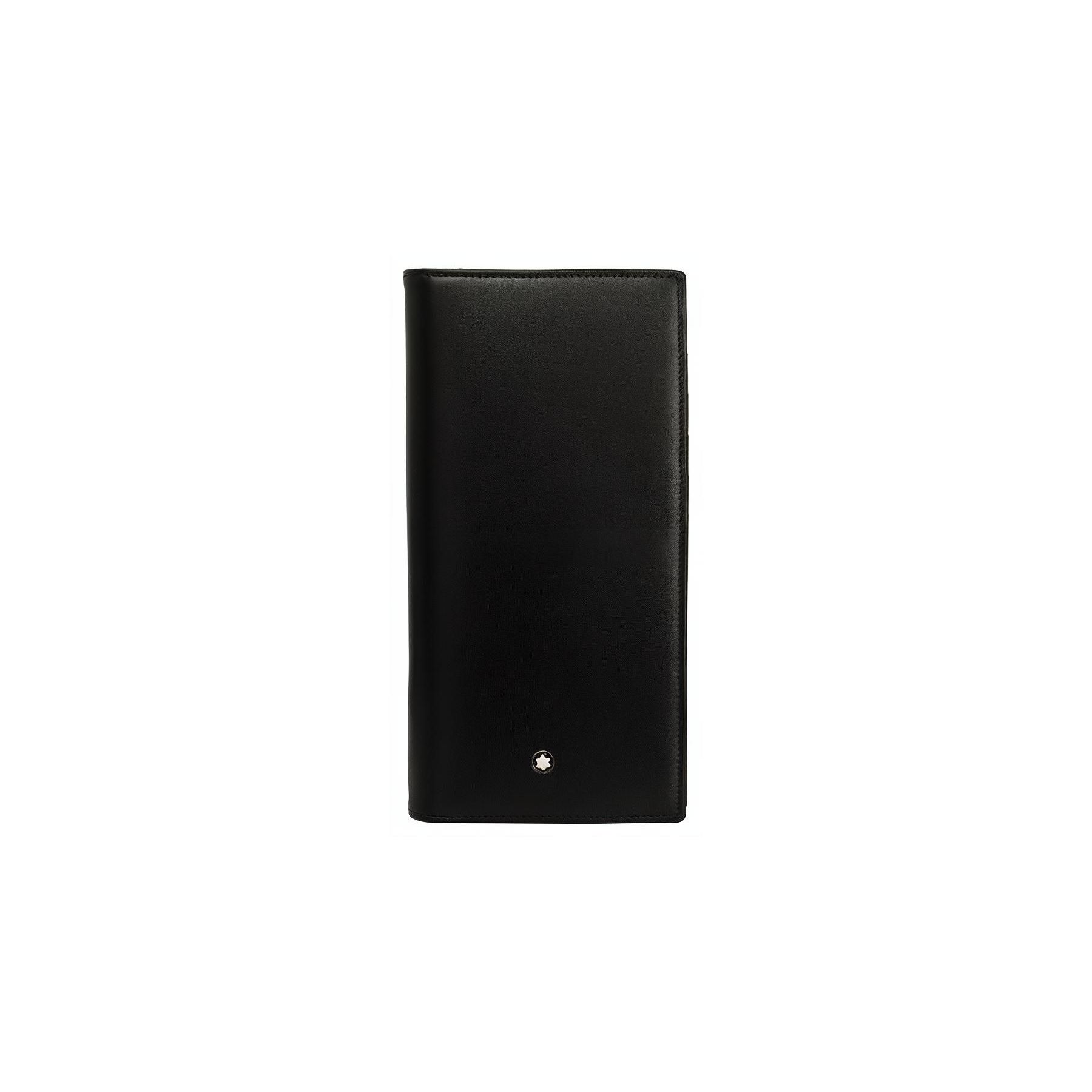 

Montblanc Palladium Plated Hexagonal White Star Logo Long Double Fold Leather Wallet Medium Men wallet Black 114535 Gift Set(Basic Set+Box+Shopping Bag)