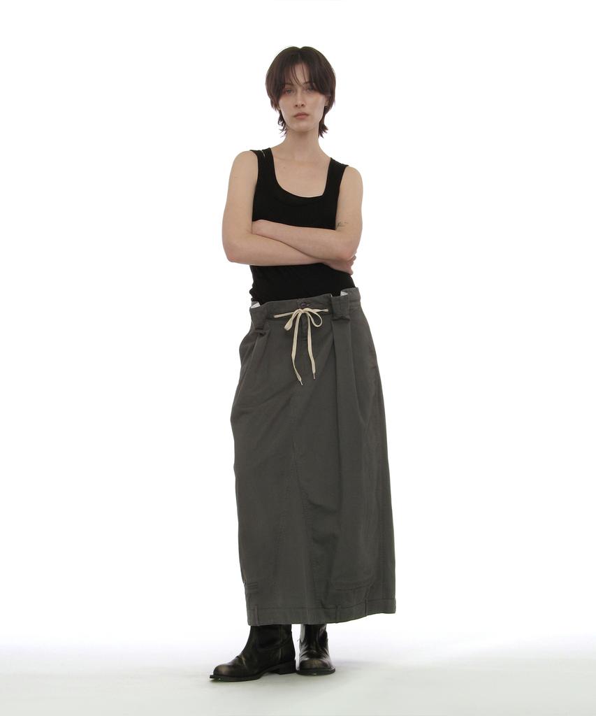 Partimento Woman Inverted Drawstring Maxi Skirt_Charcoal