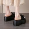 Fashion 8CM Women's Crystal Flower Platform Slides Bowtie Sandals Wedge High Heel Summer Crystal Beach Slippers Comfortable Lady Shoes