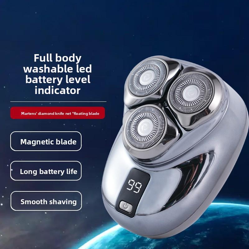 Οικιακή Ανδρική Ξυριστική Μηχανή Κυμαινόμενη Κεφαλή Κοπής Πλενόμενη Ψηφιακή Οθόνη Τρεις Κεφαλές Κοπής Χειρός Μίνι Ηλεκτρική Μηχανή Ξυρίσματος Γενειάδας