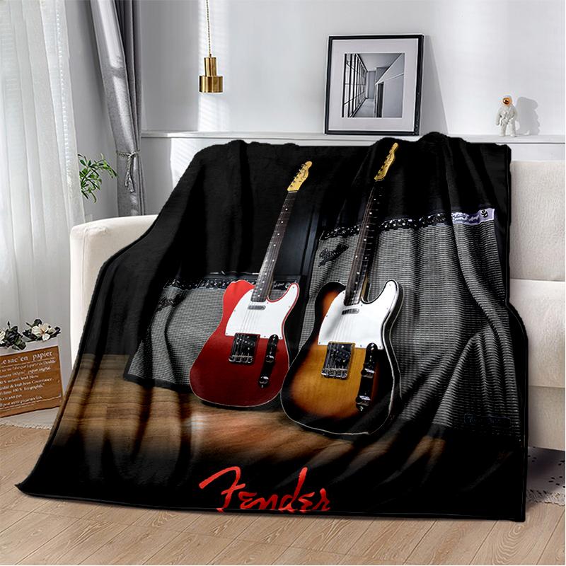 29 Stil Neu Fender Retro Gitarre Instrumente Musik Logo Decke, Weiche Überwurfdecke für Zuhause Schlafzimmer Bett Sofa Reise Picknickdecke