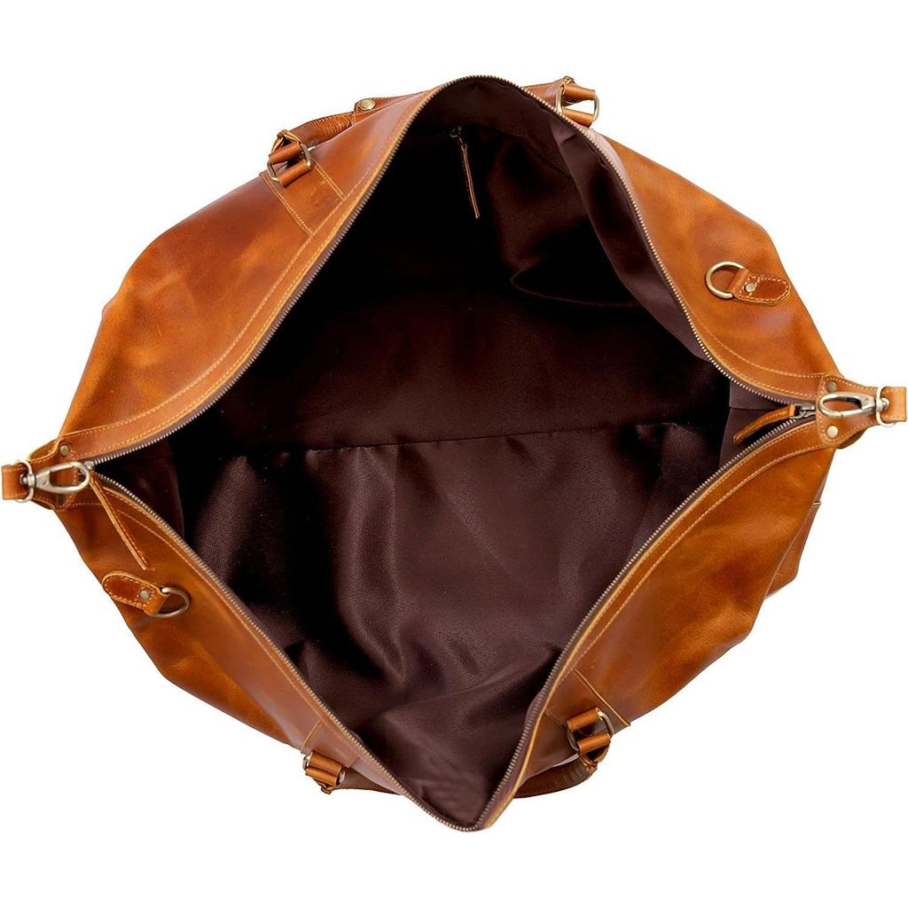 18 Inch Vintage Handmade Leather Travel Messenger With 24" Leather Buffalo Travel Case Duffel Luggage Bag