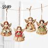 Wooden Angel Ornaments 6Pcs Vintage Ornaments, Christmas Hanging Decor Set Interior Door Frame Decorations with Jute String, Rustic Tree Pendant