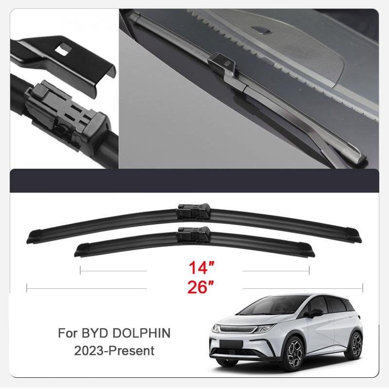 2PCS Car Blade Windshield Wiper Windshield For BYD ATTO YUAN PLUS CHAZOR KING DOLPHIN HAN SEAGULL MINI SEAL SEALION 7 SHARK SONG
