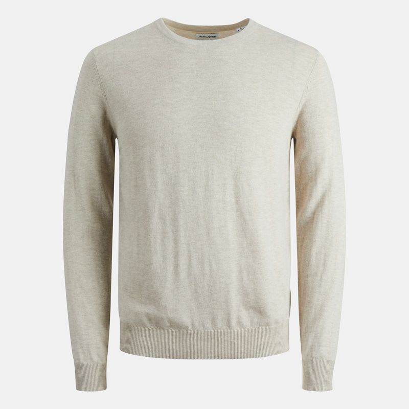 Men's Knitted Cotton Sweater with Round Neck JACK & JONES