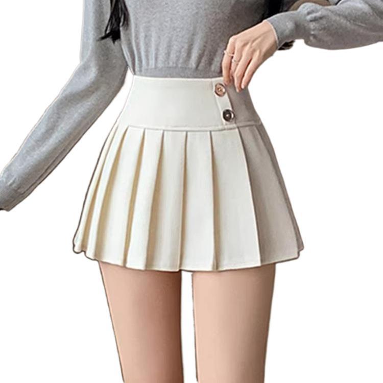 Chic High-Waist Pleated A-Line Mini Skirt for Women - Spring/Autumn Miu Style