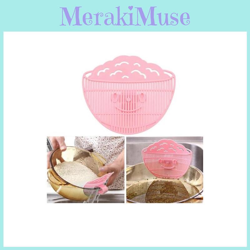 Creative Smile Face Food Strainer With Clamp For Fruits Vegetables Grain Draining