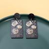 Vintage Geometric Black & White Flower Embossed Acrylic Earrings for Women