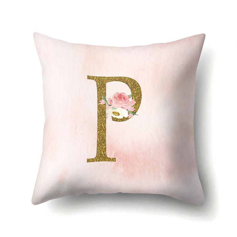Polyester Pillowcase Home Fantasy Watercolor Print Pillowcase 26 English Letter Cushion Cover