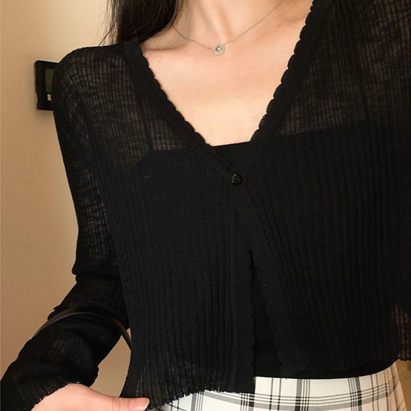 Dámský háčkovaný krajkový kardigan 2025: Lehký, Dlouhý rukáv, Ochrana proti slunci