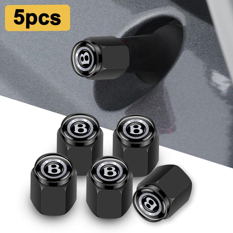 For Bentley Flying Spur Continental DHWE GT Bentayga Mulsanne 5Pcs Aluminum Alloy Car Tire Valve Stem Cover Dustproof Cap Accessories
