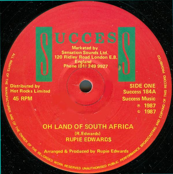 

12inch Record RUPIE EDWARDS RUPIE EDWARDS ALL S Oh Land Of South Africa Black Sti Success184 Success 1987 UK Reggae Ska Dub Used