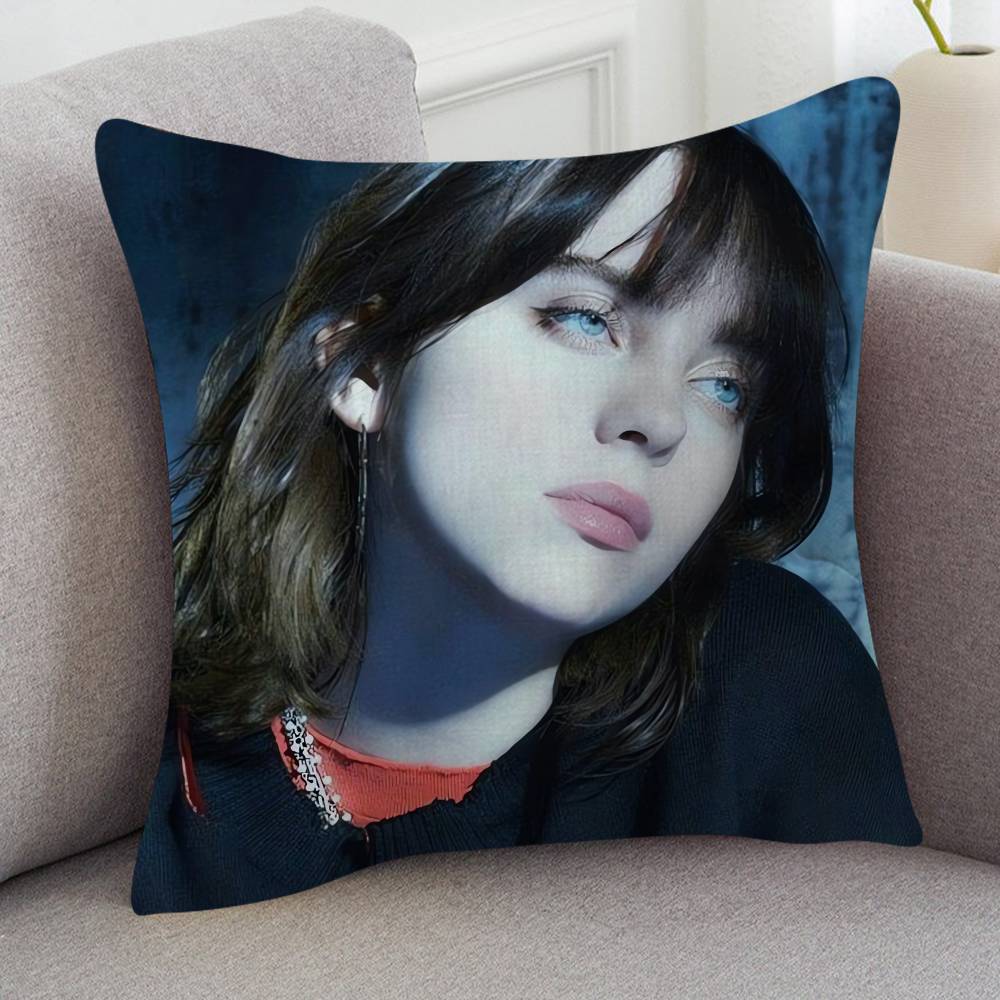 Singer Billie Eilish Soft Comfortable Pillow Case Cartoon For Sofa Living Cat Room Home Office Retro Decor Protective Cover