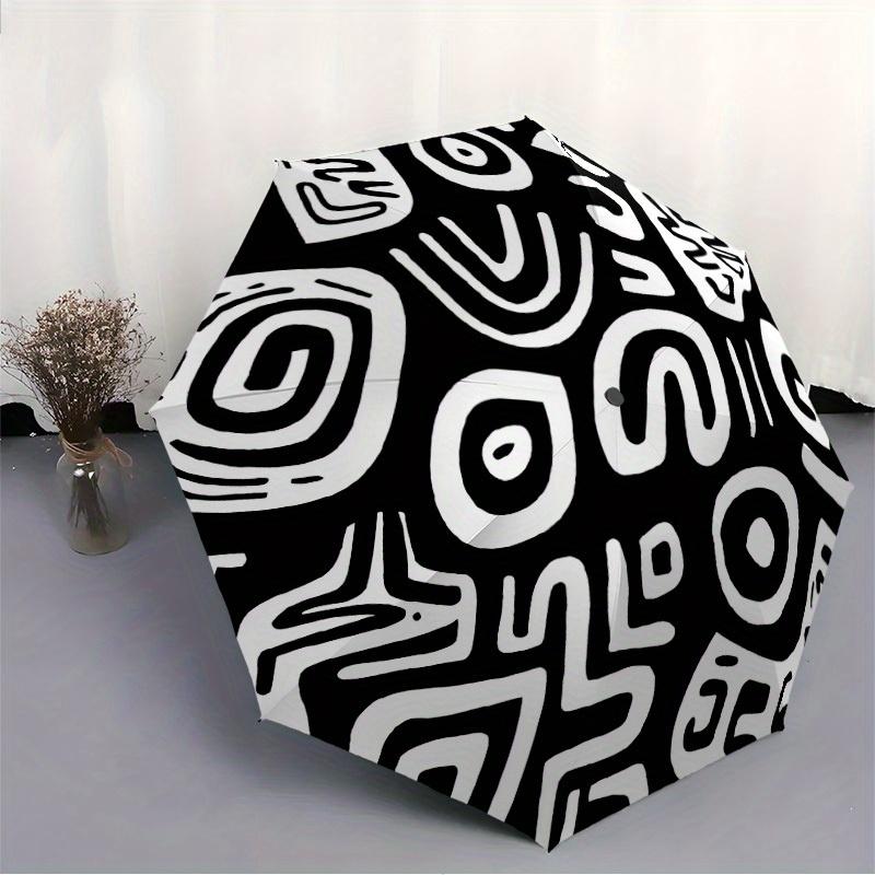 1pc Abstract Patterns Automatic Open 8-Rib Windproof Umbrella, Travel & Commuting, Suitable for All Seasons
