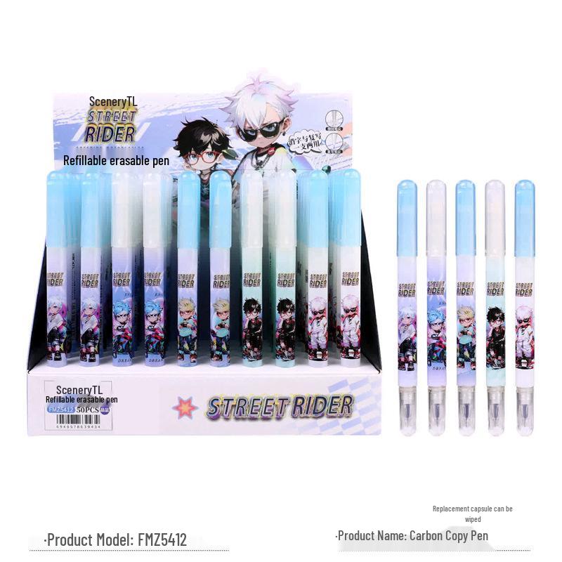 **Crystal Blue Erasable Fountain Pen with Replaceable Capsule and Disappearing Ink**