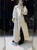 Plus-Size Wool Coat with Large Lapel, Bathrobe Style, Extra Long, Thick, Belted, for Women.