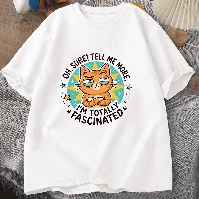 Men Women Cartoon Orange Cat Print Fashion T Shirt Funny Xixi Letter Print T Shirt OH SURE S
