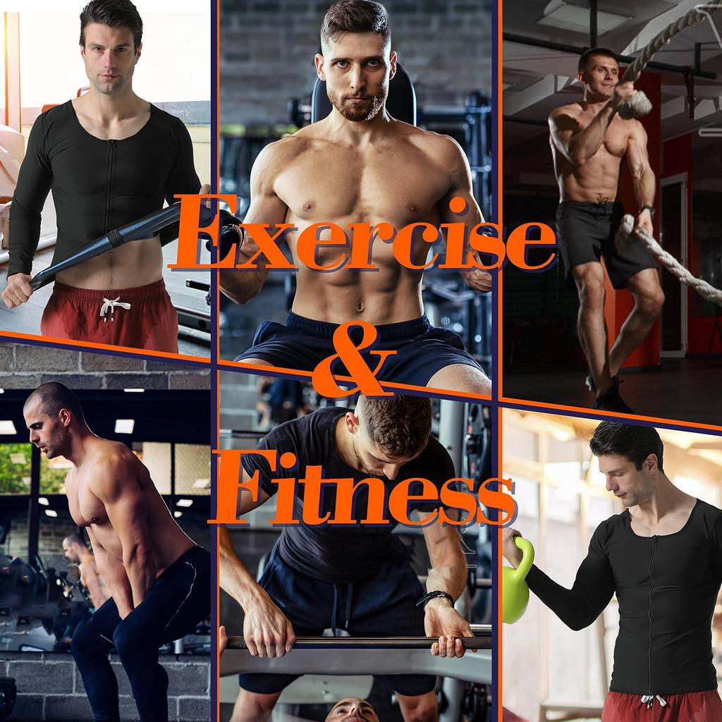 Men's Sauna Shirt Long Sleeve Zipper Sweat Jacket Workout Tank Top Shapewear Bodybuilding Sauna Suit Slimming Body Shaper Sweatshirt