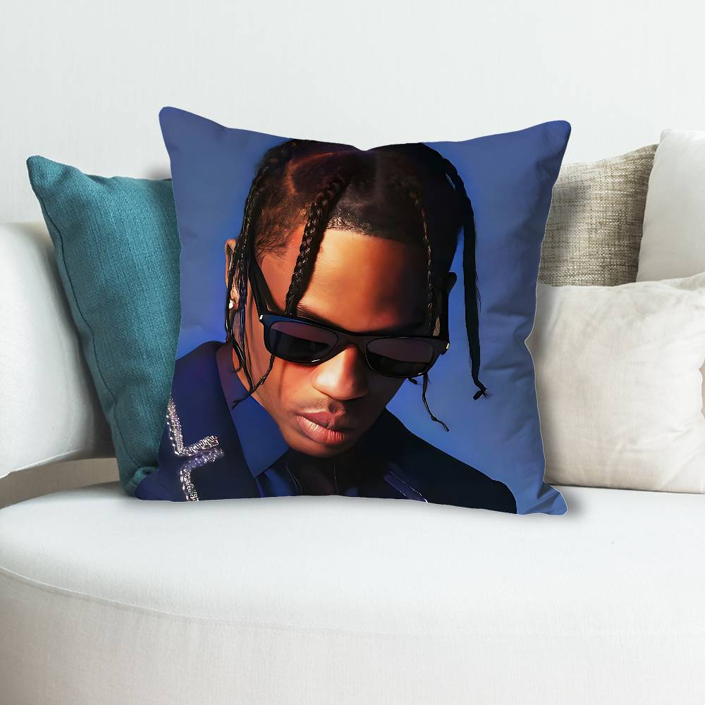 TTravis SScott Singer Pillow Cases for Bedroom Living Room Sofa Home Decor Polyester Cushion Cover with Zipper