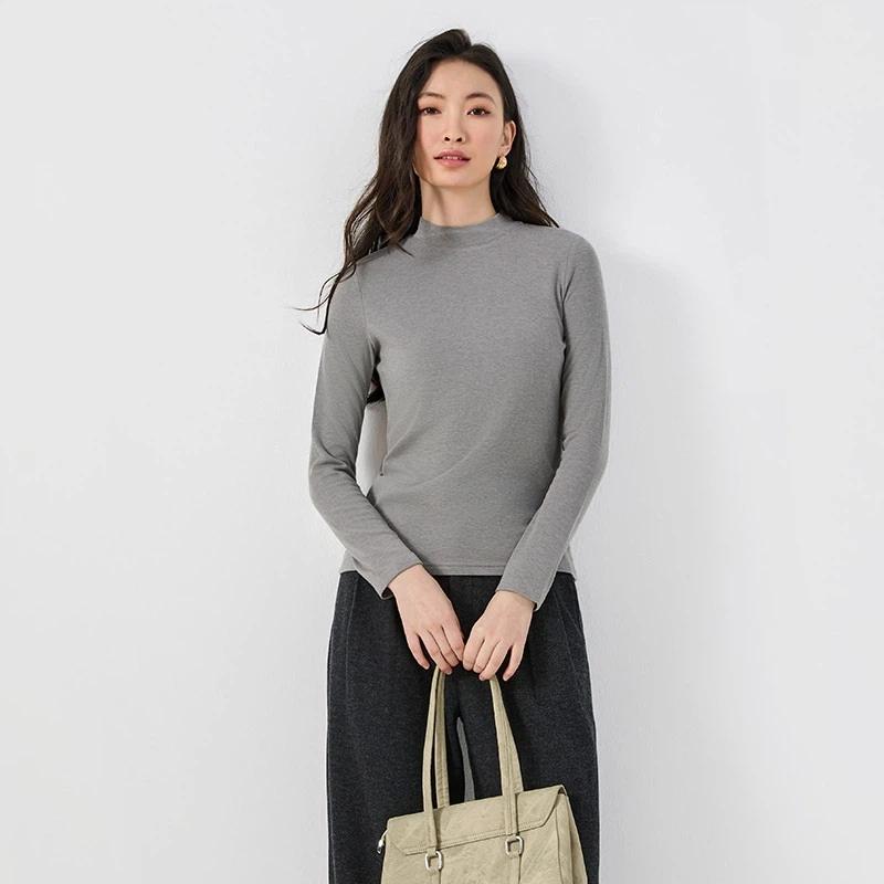Women's Loose Solid Color Base Shirt For Autumn And Winter