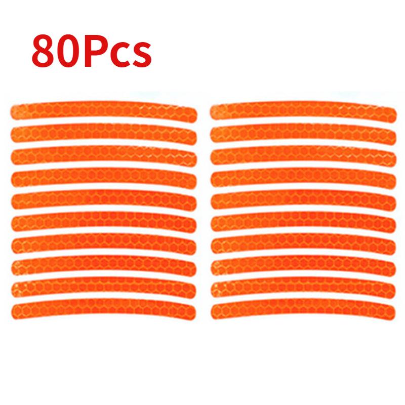80Pcs Car Wheel Hub Reflective Sticker Night Safe Driving Tire Rim Luminous Decal Stickers Auto Motorcycle Styling Decor Decals
