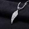 MossanRappr Sparkling Moissanite Iced Out Angel Wing Pendant Gold Plated Trendy Hip Hop Necklace Jewelry Gifts for Men Women