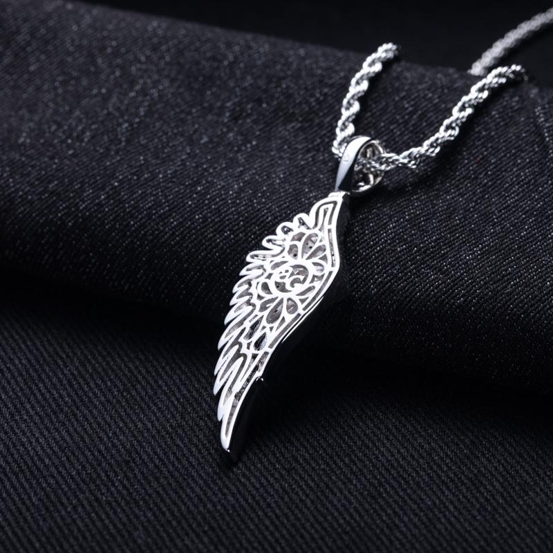 MossanRappr Sparkling Moissanite Iced Out Angel Wing Pendant Gold Plated Trendy Hip Hop Necklace Jewelry Gifts for Men Women