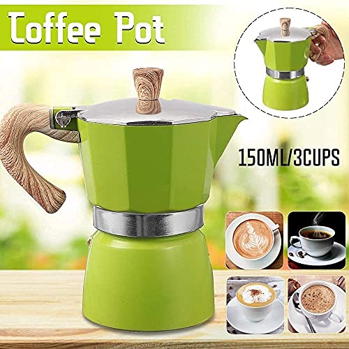 150ml Aluminum Moka Pot, 3-Cup Italian-Style Espresso Maker, Stovetop Coffee Maker (Color: Yellow, Size: 15.5x14.8cm) (Red 15.5x14.8cm)