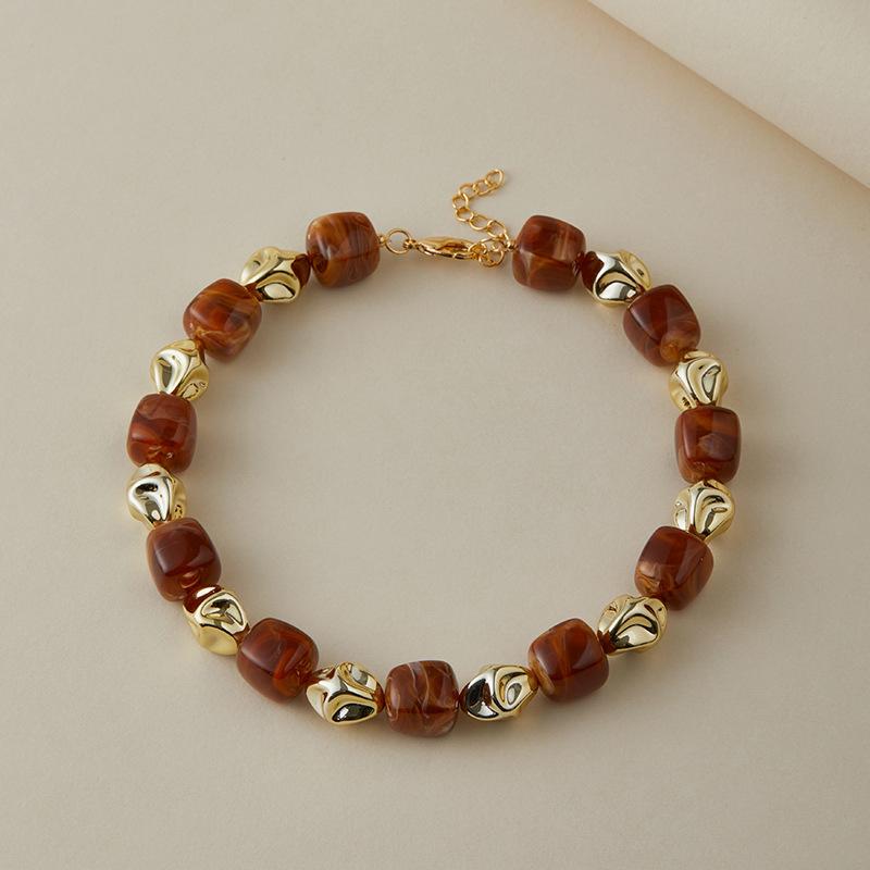 Colar Pulseira de Contas Irregulares em Acrílico para Mulheres Bangle Geométrico Bohemia Feito à Mão Acessórios de Joias para Casal