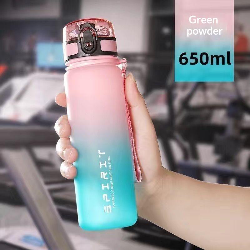 Gradient Frosted Sports Water Bottle Leak Proof Flip Lid Portable Strap For Gym Outdoor Daily Use