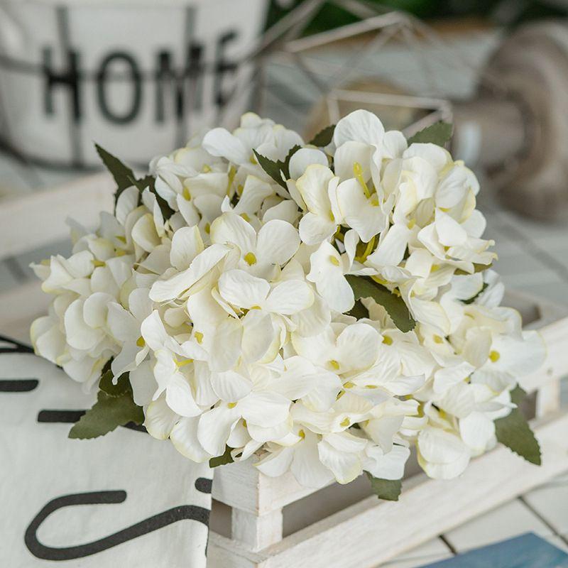 Stunning 6 Heads Artificial Silk Hydrangea Fake Flower Bridal Bouque For Elegant Home Decor