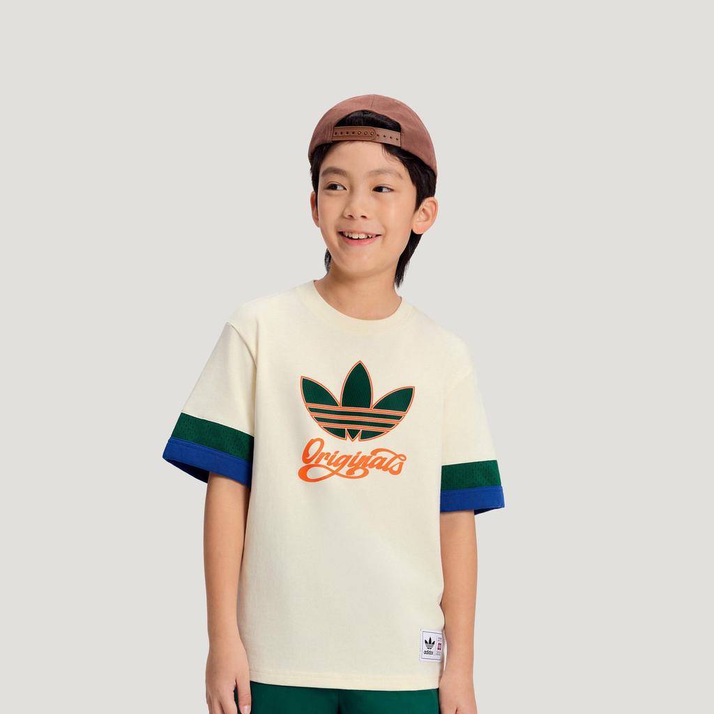 adidas Originals Casual Sports Suit Basketball Daily Loose Round Neck Pullover Short Sleeve T-Shirt Shorts 2-Piece Set Kids Sets KG3341