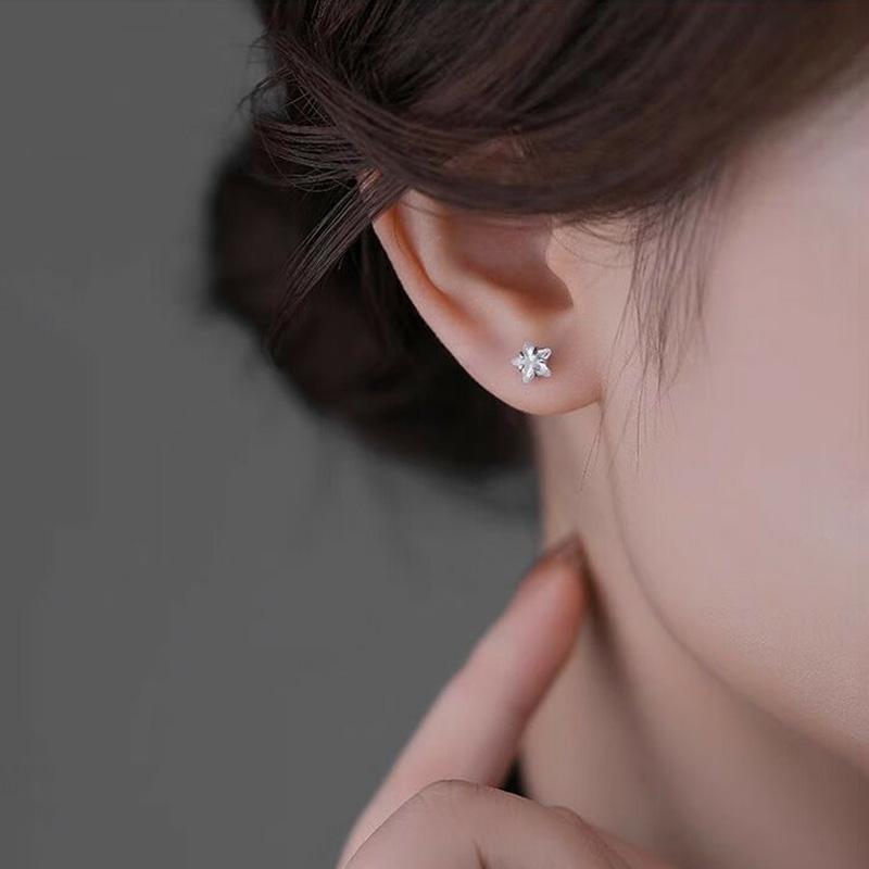 925 Silver Allergy Prevention Piercing Bone 4/5/6mm Zircon Star Mini Stud Earrings For Women Ear Hole Care Accessories