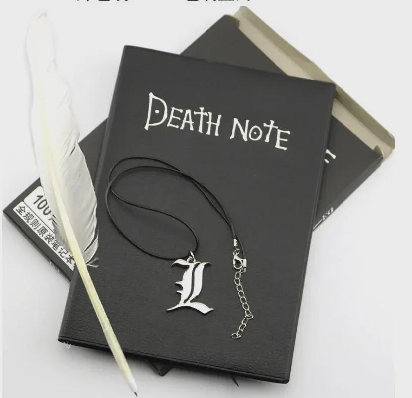 Conjunto de Caderno Anime Death Note com Caneta de Pena e Colar - Coleção de 3 Peças