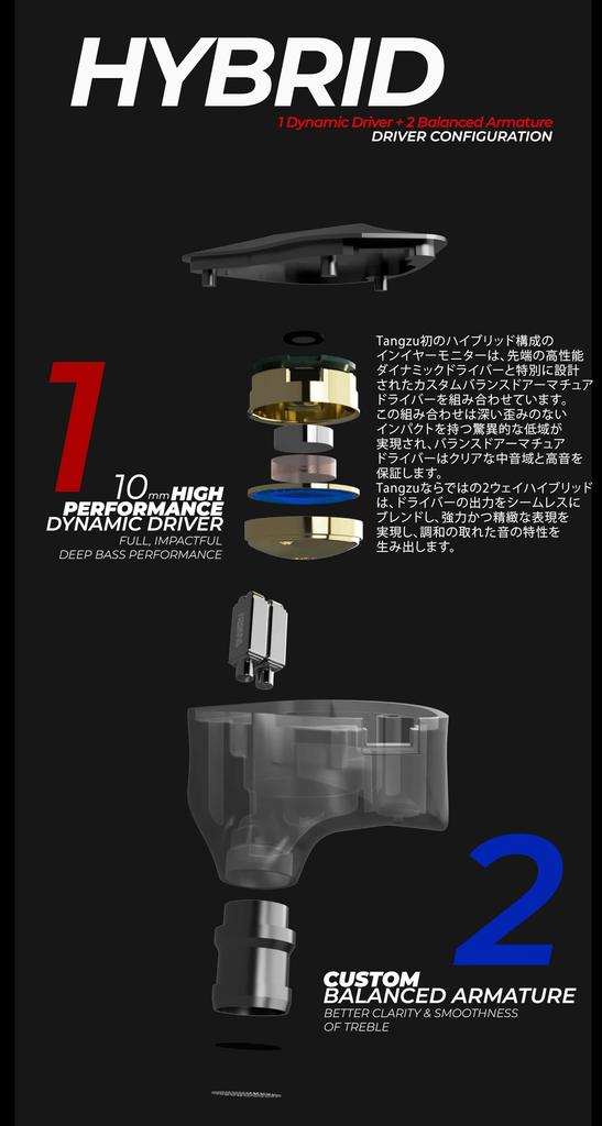 TANGZU X DIVINUS FUDU Balanced Connection Wired Earphones with Earpieces Black 4.4mm