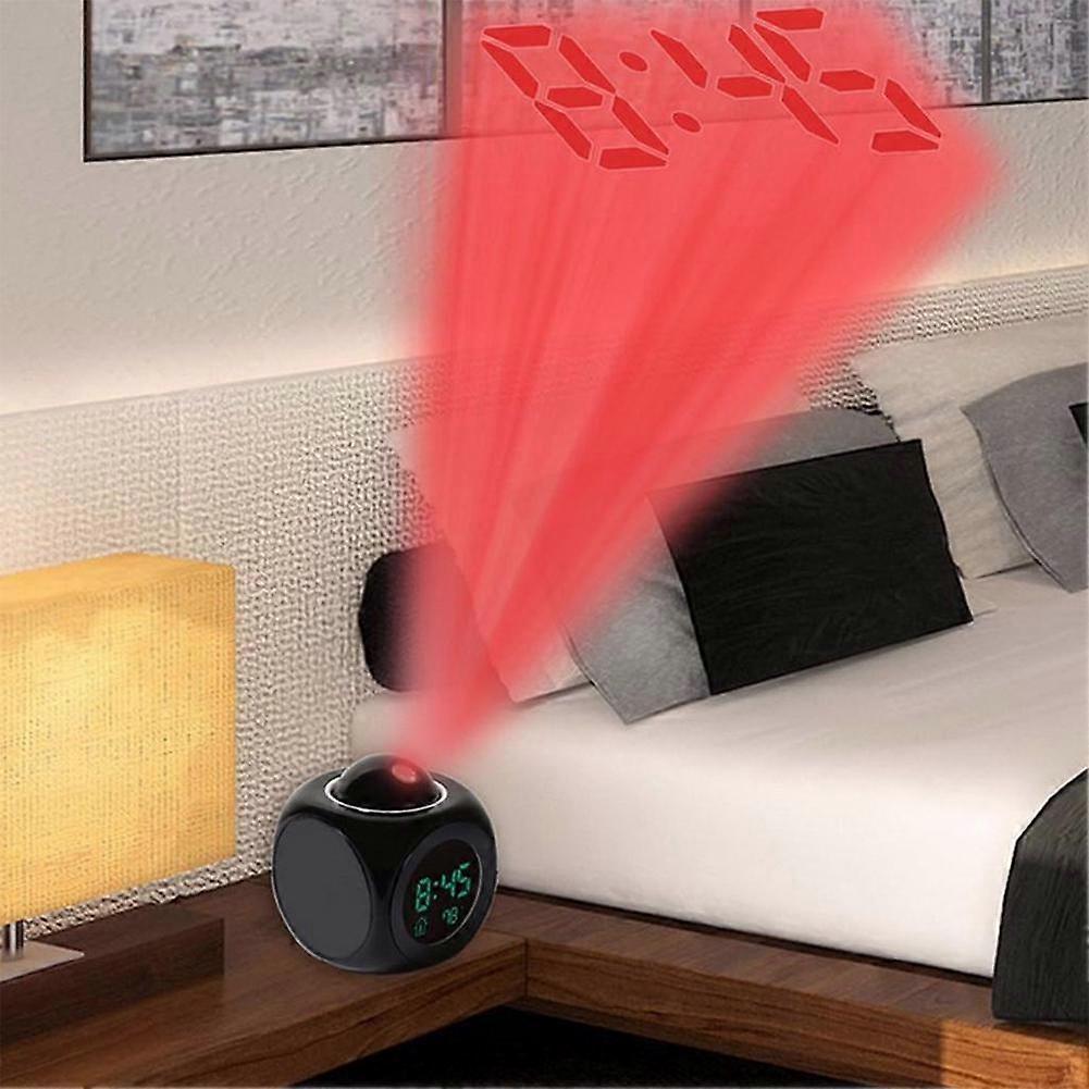 Multi-Functional English Projection Alarm Clock LED Projection Alarm Clock Voice Alarm Clock Projection Clock less