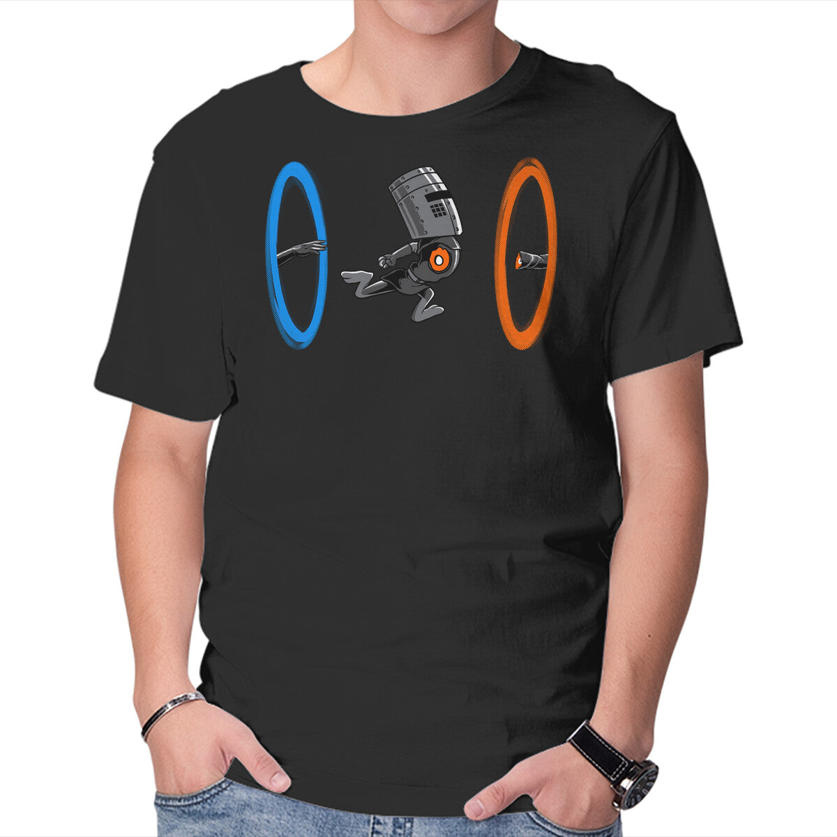 Unisex Crew Neck T-Shirt False Portal Graphic Short Sleeve Casual Tee M
