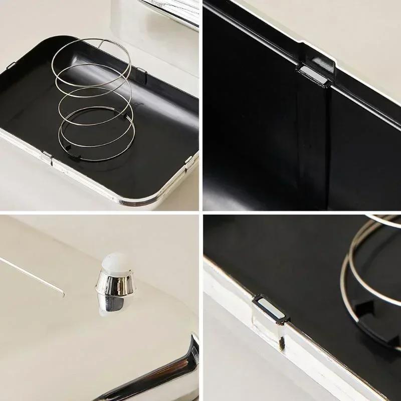 Household Fashion Golden Sliver Tissue Box Storage Napkin Holder Kitchen Tissue Box Paper Case Organizer Ornament Craft Desktop