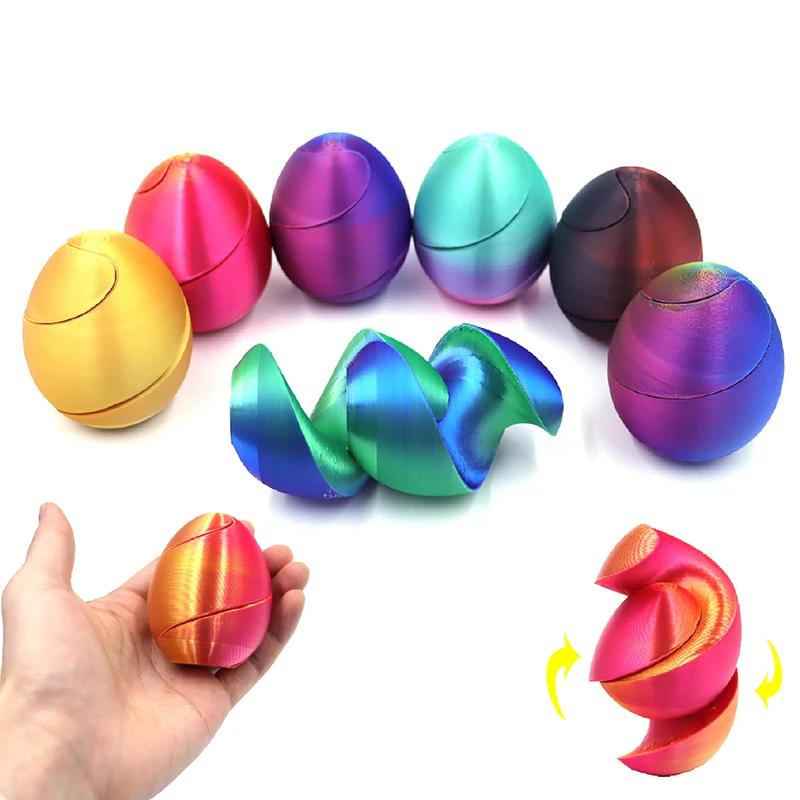 1pc 3D Printed Spiral Egg Fidget Toy Impossible Passthrough Sculpture 3D Printed Eggs Easter Basket Stuffer Filler Party Favors